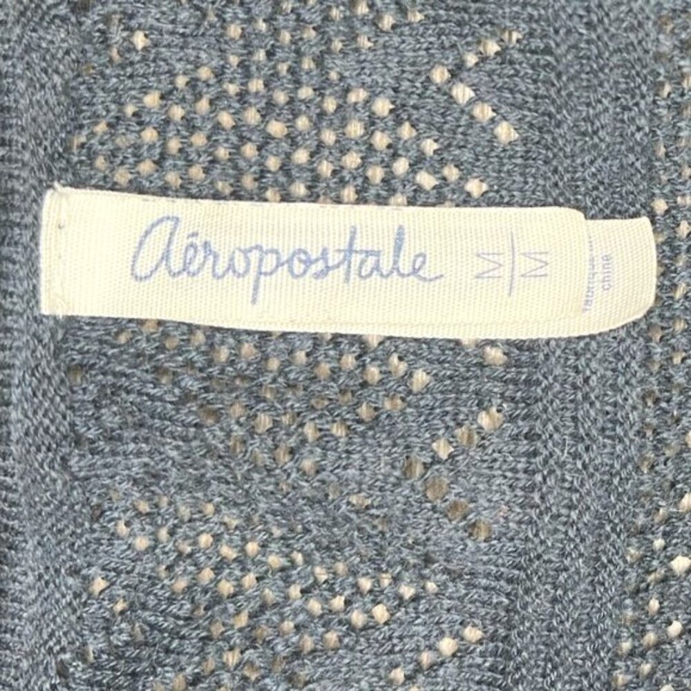 Aeropostale Womens Long Sleeve Open Knit Sweater V-Neck Pullover Medium - Picture 4 of 13